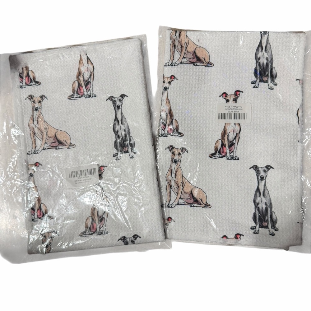 NWT/SET of TWO/DOG LOVERS/Greyhound Kitchen/Tea Towels/W-16 X L-24 Inches - Picture 4 of 9